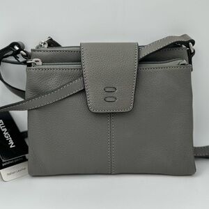 Ellington Gray Italian Leather Crossbody Bag